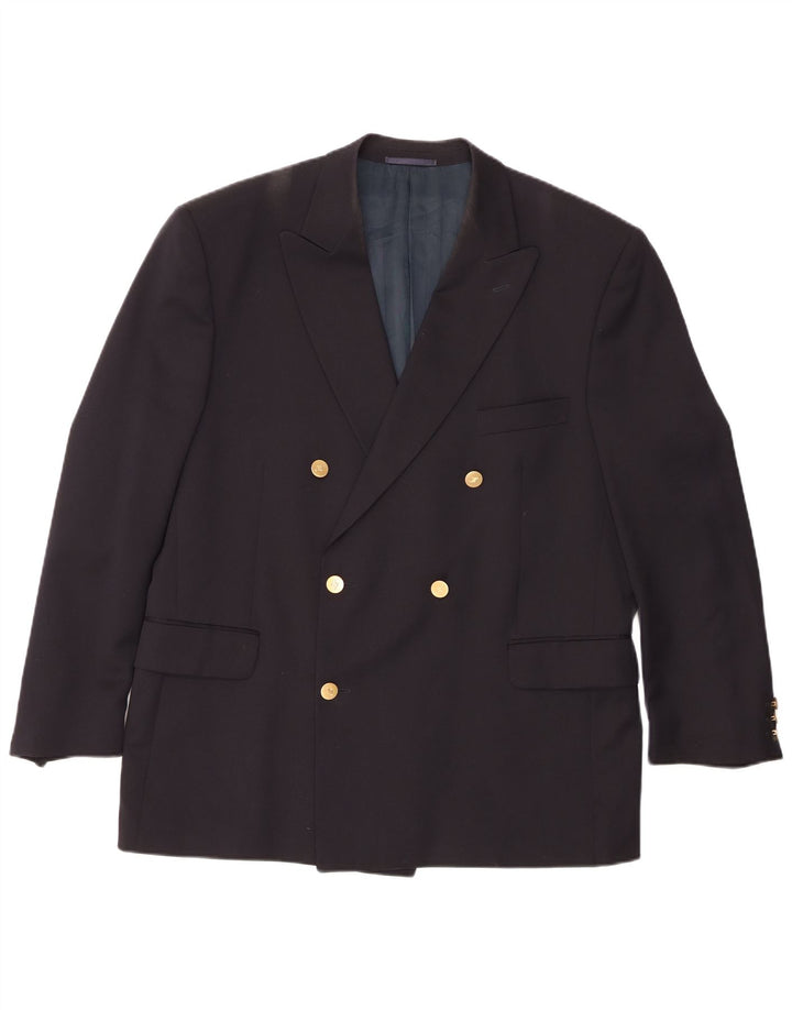 Jaeger Chaqueta tipo blazer con doble botonadura para hombre IT 54 2XL Lana azul marino