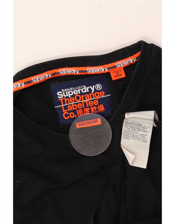 Superdry Hombre Top Manga Larga Algodón Negro Mediano