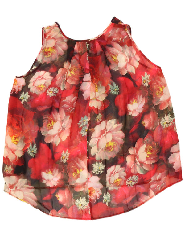 Ted Baker Blusa para mujer Top UK 44 Poliéster floral rojo grande