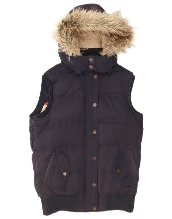 Chaleco acolchado con capucha para mujer Fat Face UK 8 Small Poliéster azul marino