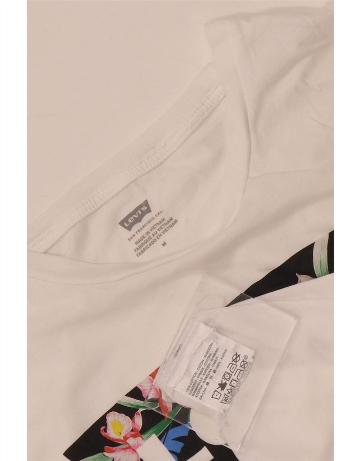 Levi's Camiseta gráfica para mujer Top UK 12 Medium White Cotton