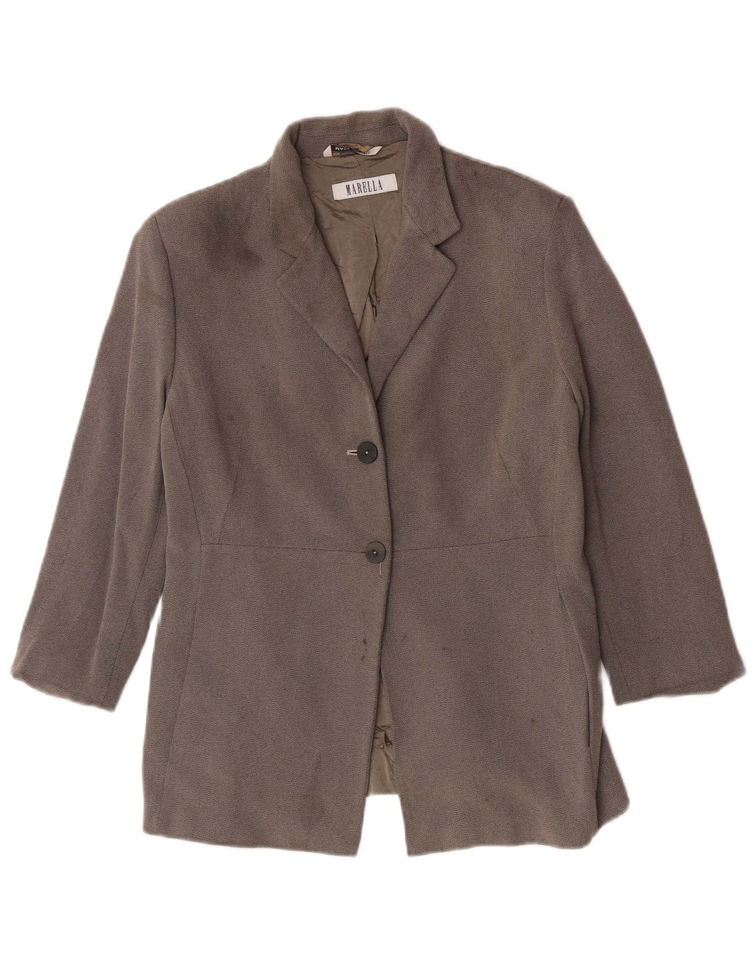 Marella Chaqueta Blazer de 2 Botones para Mujer UK 46 Grande Viscosa Gris