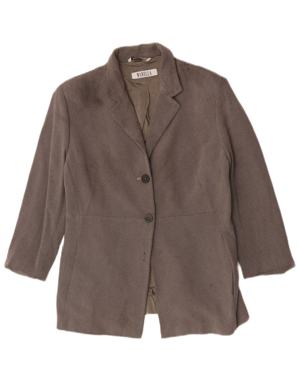Marella Chaqueta Blazer de 2 Botones para Mujer UK 46 Grande Viscosa Gris