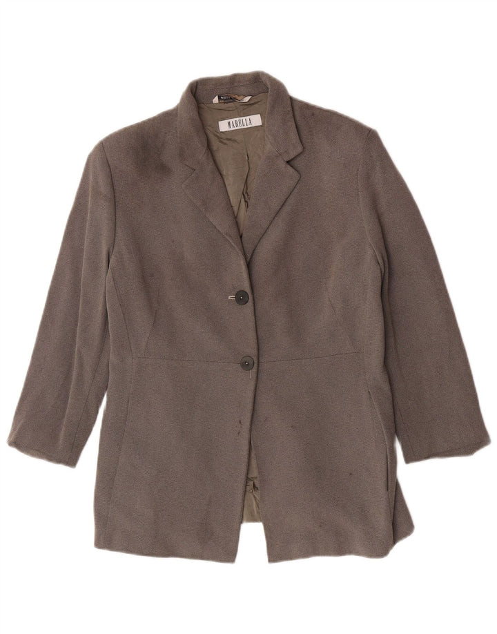Marella Chaqueta Blazer de 2 Botones para Mujer UK 46 Grande Viscosa Gris