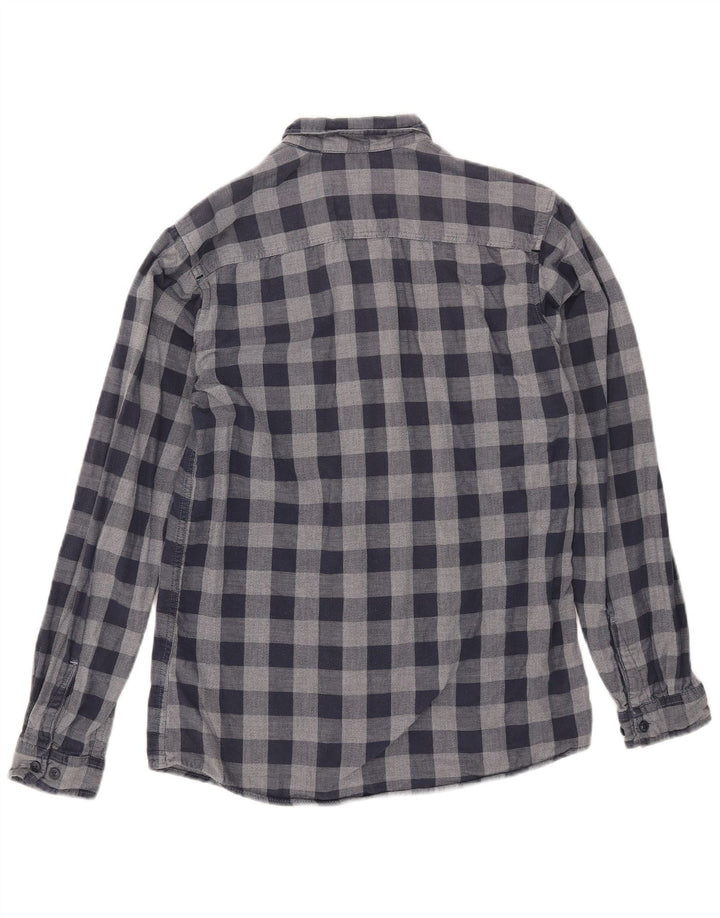 JACK & JONES Camisa de franela para hombre Small Navy Blue Check Cotton