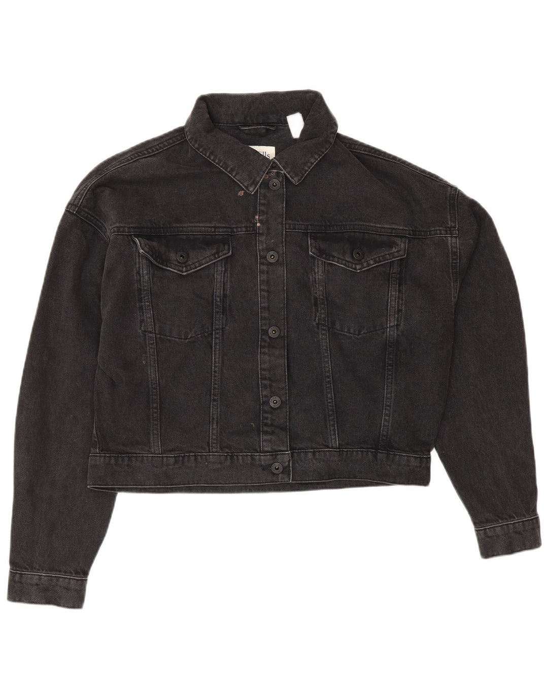 JACK WILLS Chaqueta vaquera corta extragrande para mujer UK 10 Small Grey Cotton