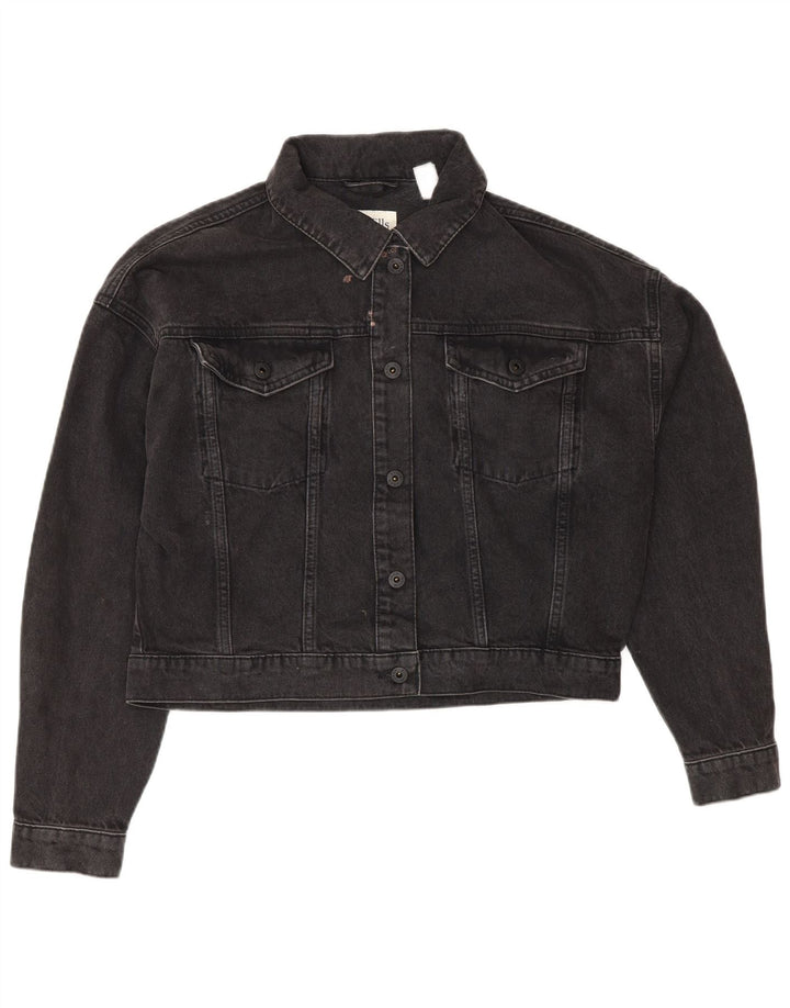 JACK WILLS Chaqueta vaquera corta extragrande para mujer UK 10 Small Grey Cotton