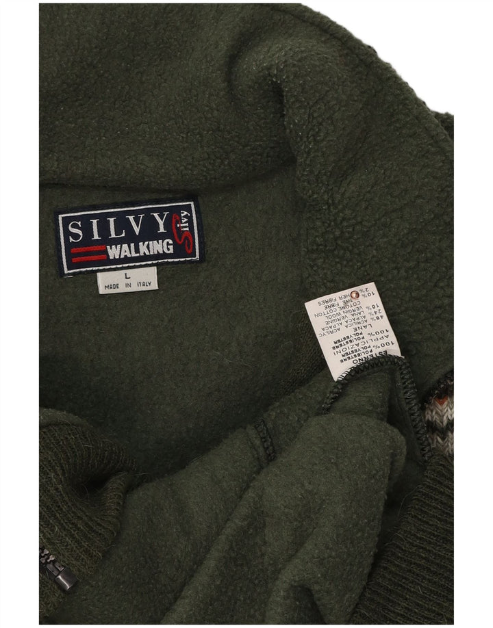 Silvy Chaqueta polar para hombre ES 40 Grande Verde Colorblock Poliéster