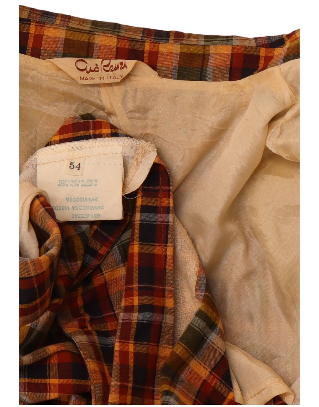 VINTAGE Chaqueta Blazer de 2 Botones para Hombre IT 54 2XL Algodón a Cuadros Multicolor