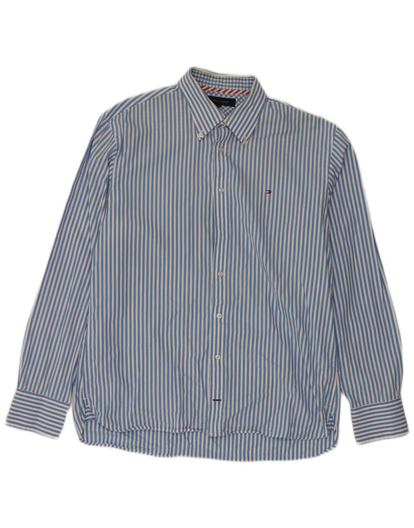 TOMMY HILFIGER Camisa de hombre grande de algodón a rayas azules
