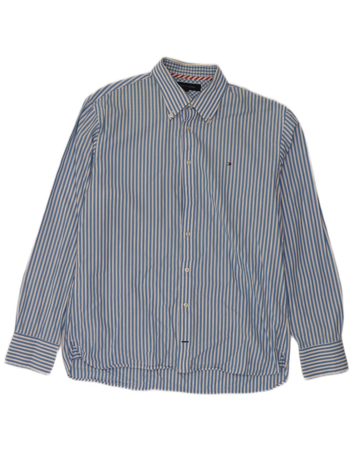 TOMMY HILFIGER Camisa de hombre grande de algodón a rayas azules