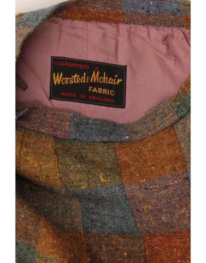 Vintage mujer A-Line falda W26 pequeño marrón comprobar
