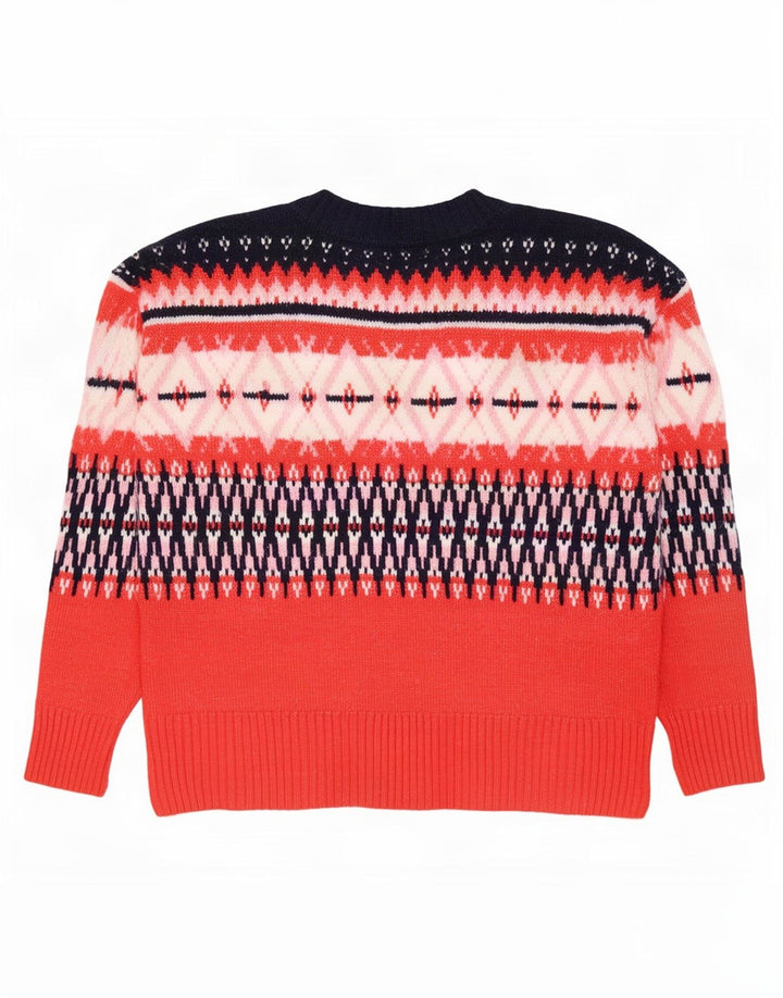 Marks & Spencer Suéter tipo jersey con cuello barco para mujer Reino Unido 40 Mediano Rojo Fair Isle