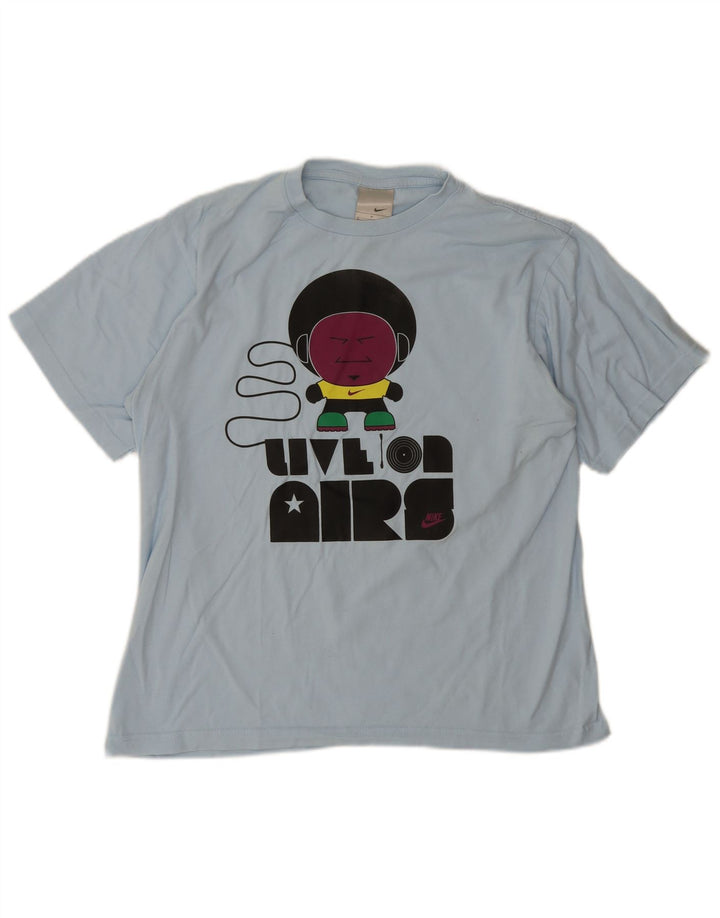 Nike - Camiseta gráfica para hombre, parte superior de algodón azul medio