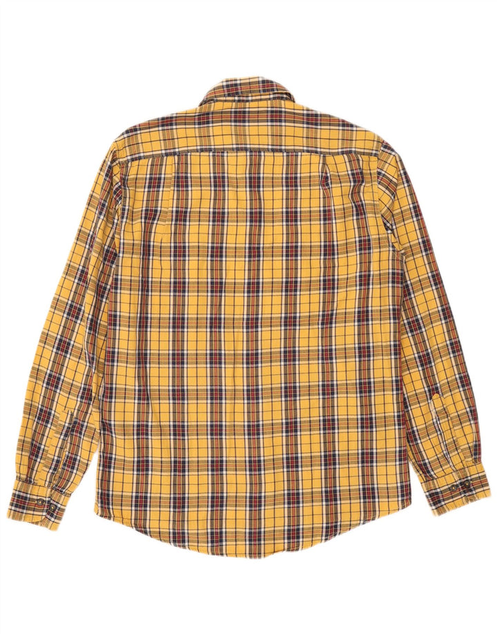 Camisa De Franela Carrera De Algodón A Cuadros Amarillo Mediano Hombre