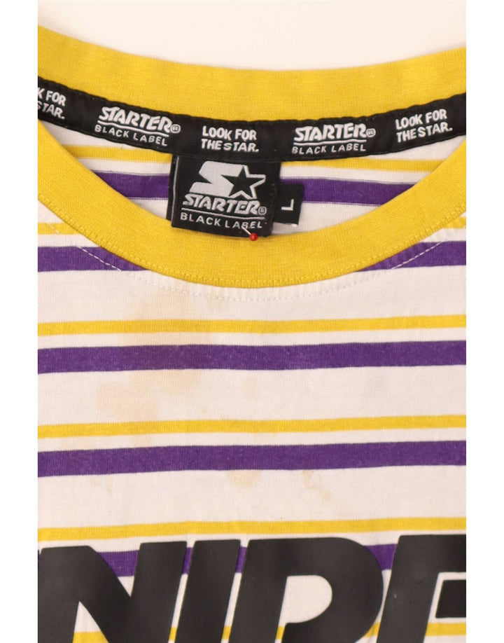 Starter Camiseta con gráfico BLACK LABEL para hombre Top grande de algodón a rayas blancas