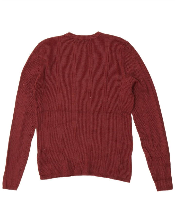 Marks & Spencer Suéter de cuello redondo para mujer UK 44 Viscosa granate mediana