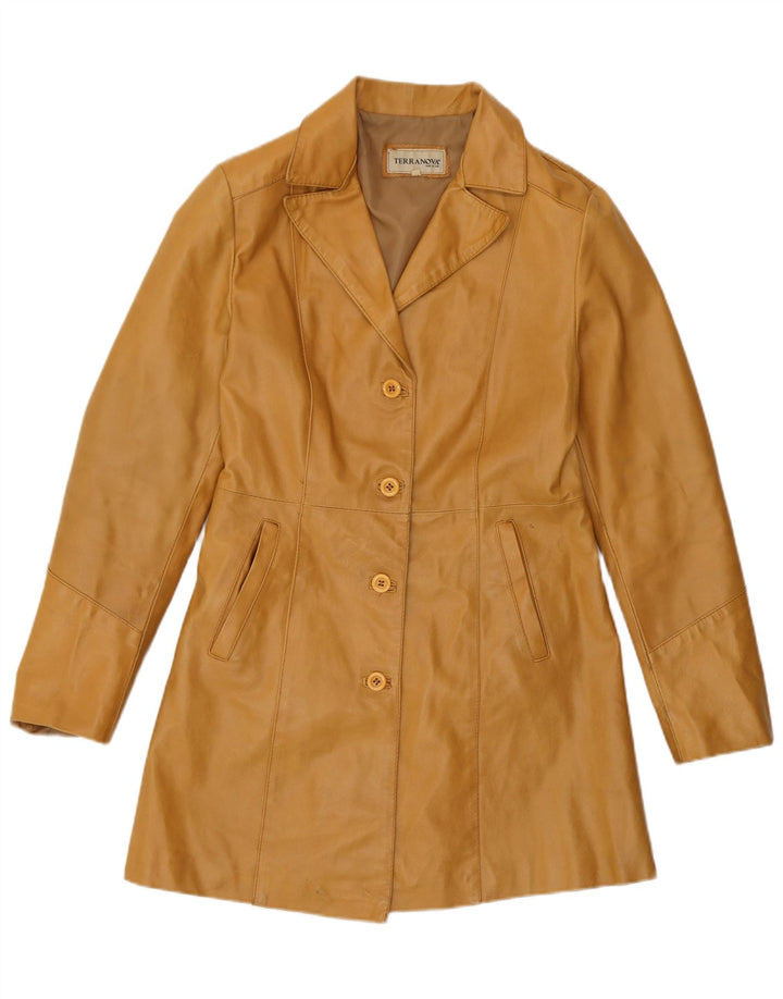 Terranova Abrigo de cuero para mujer UK 10 Small Beige Leather