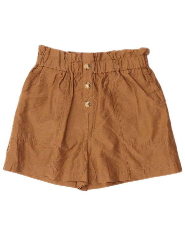 Zara Mujer Shorts Casuales De Talle Alto Mediano W28 Marrón Lyocell