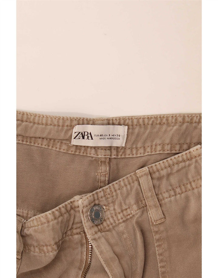 Zara Mujer Pantalón Cargo Recto EU 40 Medium W30 L31 Beige