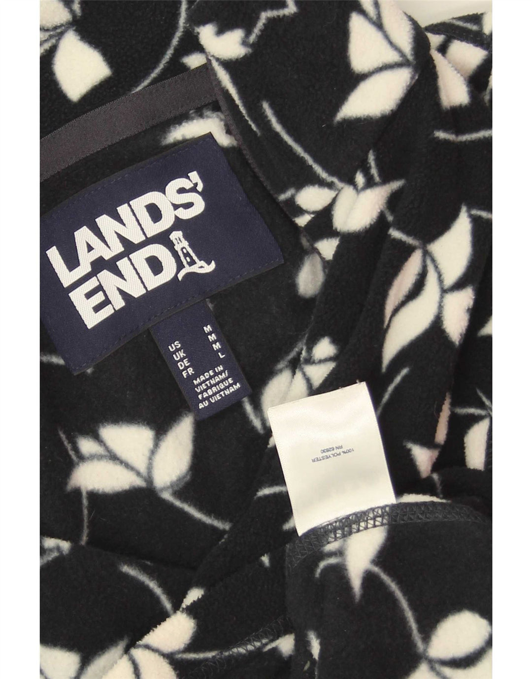 Lands End Chaqueta polar para mujer UK 14 Mediana Azul marino Poliéster floral