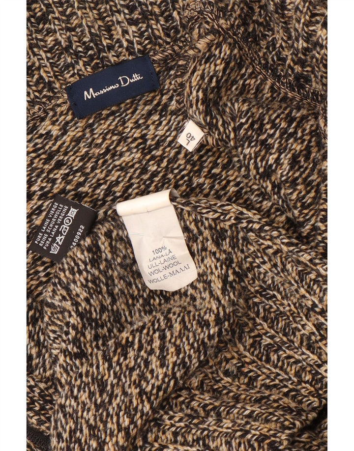Massimo Dutti Jersey Cárdigan Hombre Large Lana Moteada Marrón