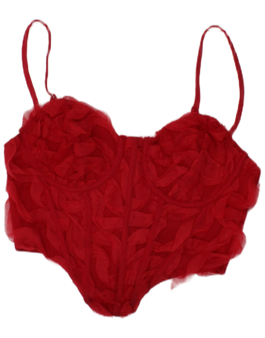 Bershka Mujer Crop Corset Top Medio Rojo Poliéster Festival