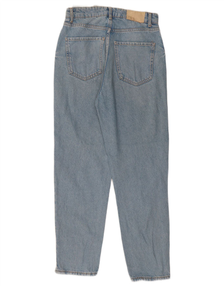 ZARA Mujer Vaqueros Cónicos De Cintura Alta Desgastados EU 36 XS W26 L27 Azul
