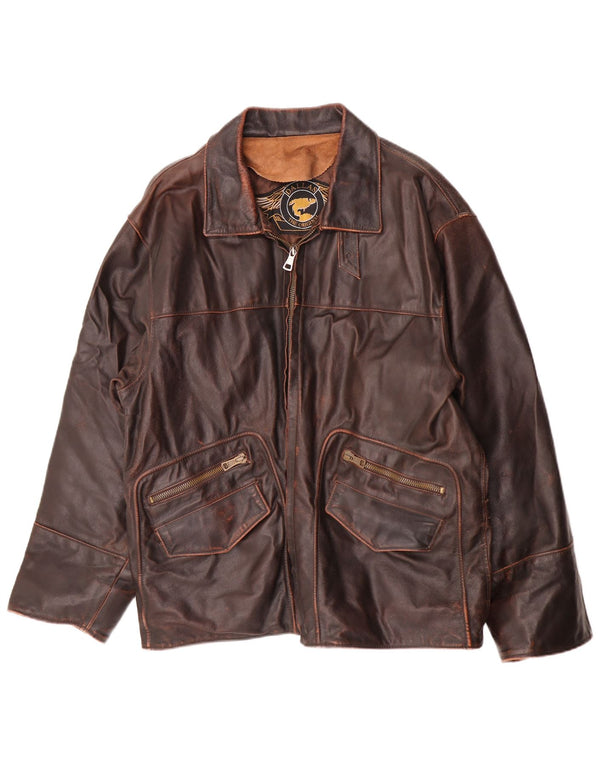 Chaqueta de cuero para hombre Dallas UK 42 XL Cuero marrón