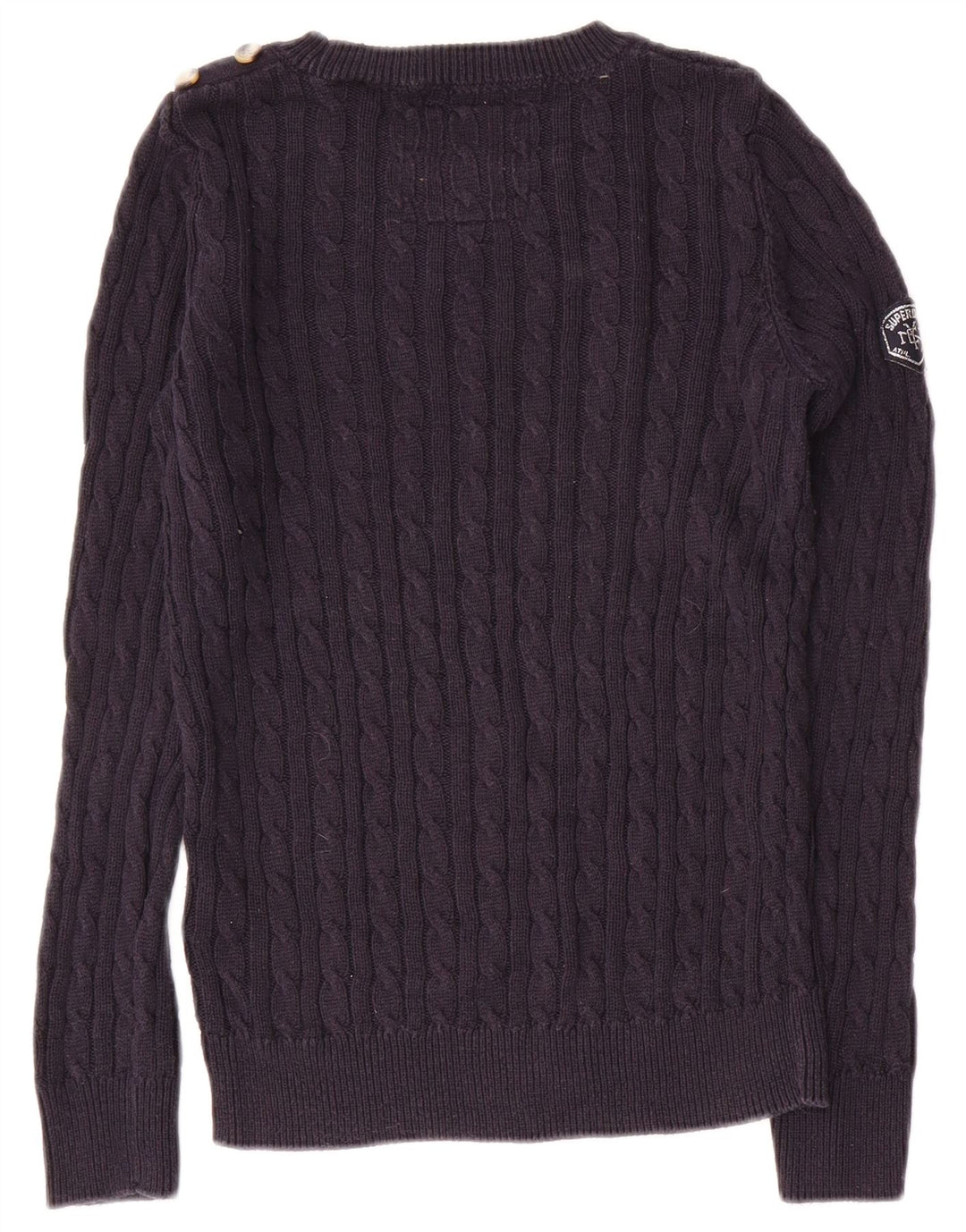 SUPERDRY Suéter tipo jersey con cuello redondo para mujer UK 8 Small Azul marino Algodón