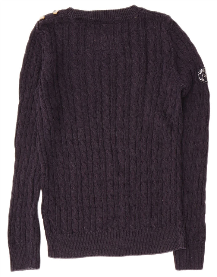 SUPERDRY Suéter tipo jersey con cuello redondo para mujer UK 8 Small Azul marino Algodón