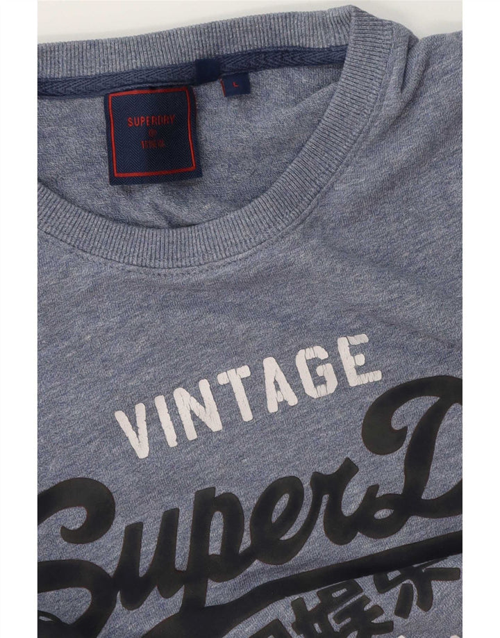 Superdry Camiseta con gráfico gráfico para hombre, talla grande, algodón azul
