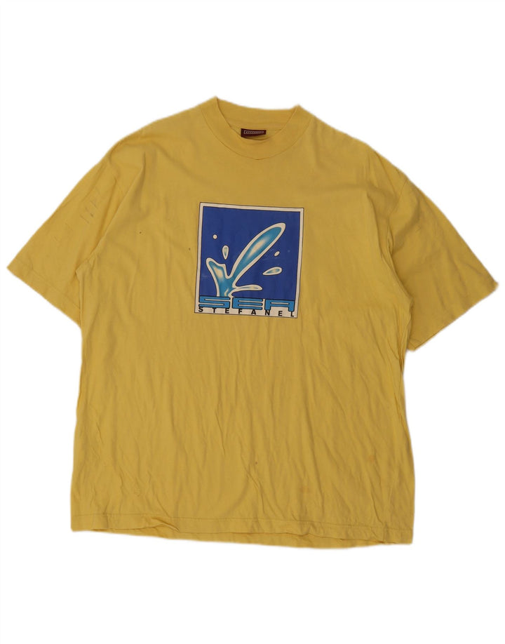 Stefanel - Camiseta gráfica para hombre, talla grande, algodón amarillo