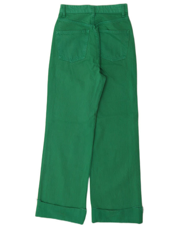 Zara Vaqueros de pierna ancha y cintura alta para mujer EU 32 2XS W22 L29 Algodón verde
