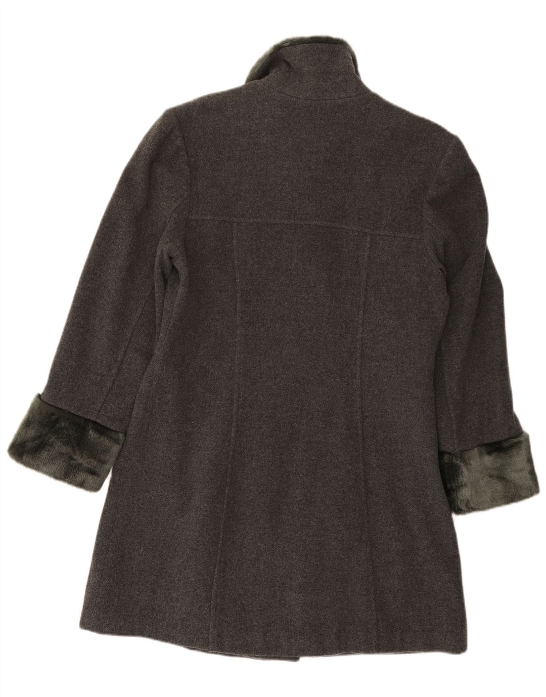 Vintage mujer doble pecho abrigo EU 42 lana gris grande