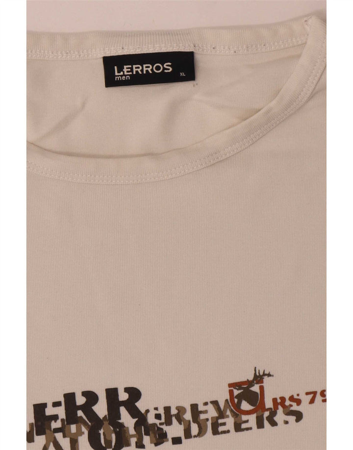 Lerros Hombre Gráfico Top Manga Larga XL Algodón Blanco