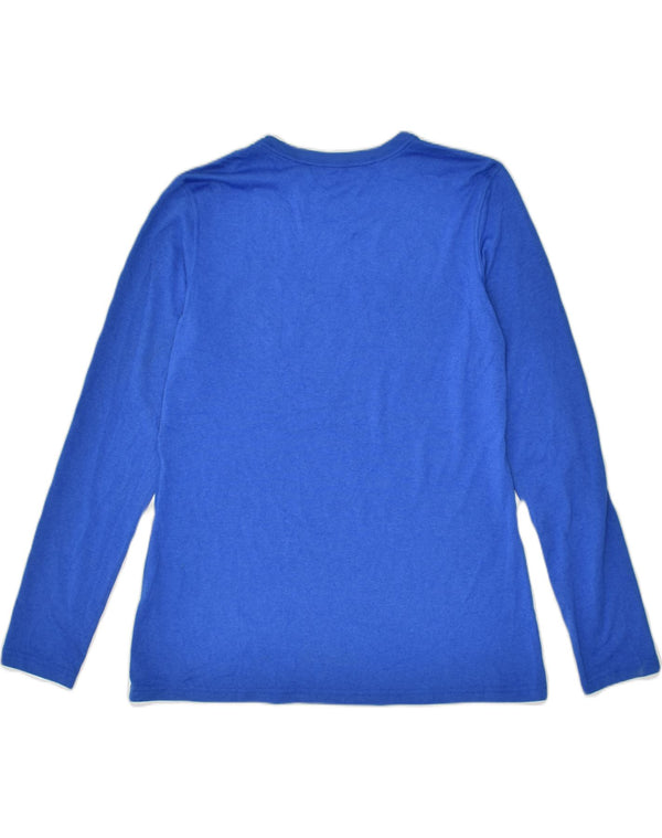 NIKE Mujer Dri Fit Graphic Top Manga Larga UK 40 Grande Poliéster Azul