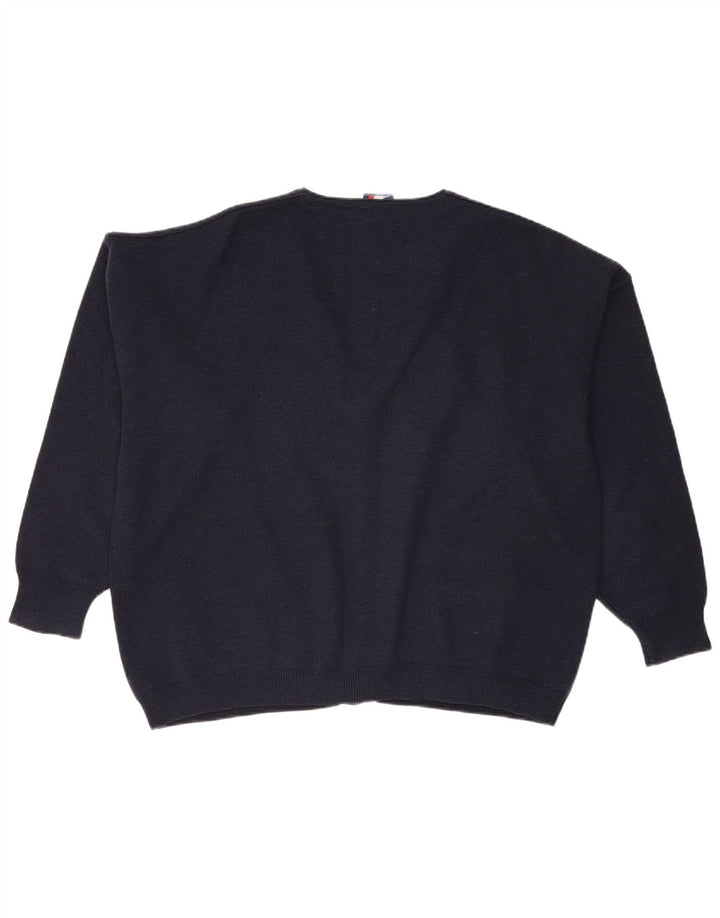 Cagi - Cárdigan holgado para hombre, talla grande, lana azul marino
