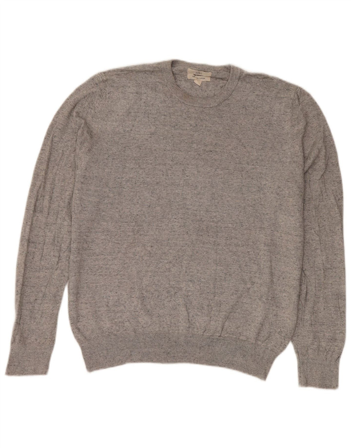 Marks & Spencer Jersey de cuello redondo para hombre de algodón moteado gris grande