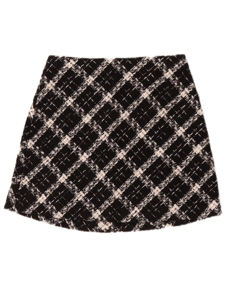 Zara Minifalda Mujer XS W24 Cuadros Negros