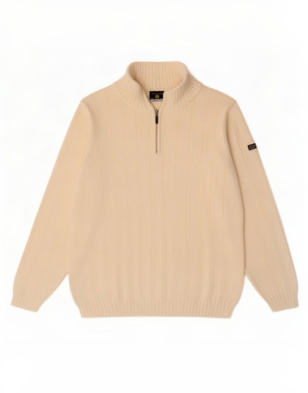 Navigare Suéter tipo jersey con cuello y cremallera para hombre 2XL Lana blanca