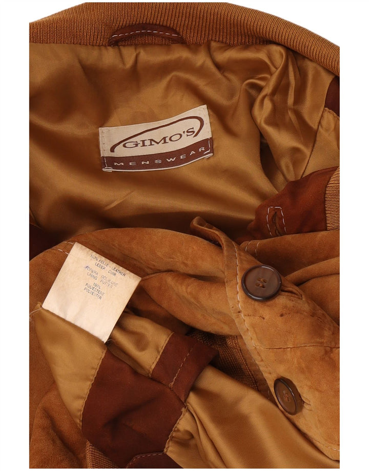Gimo's Chaqueta bomber de ante para hombre, Reino Unido 40, cuero beige grande