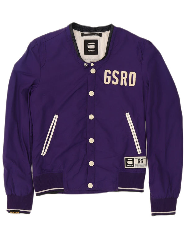 G-STAR Chaqueta universitaria gráfica para mujer UK 10 Small Púrpura Poliamida