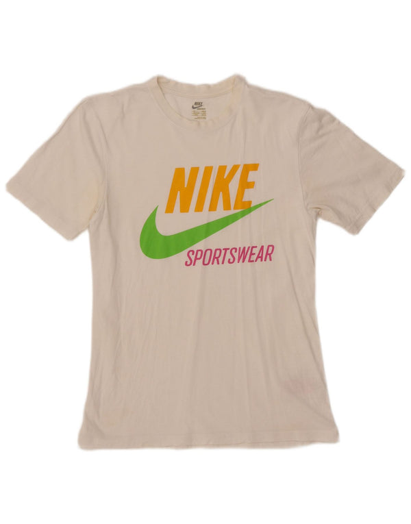 NIKE Camiseta gráfica para hombre UK 34/35 XS Blanco Algodón