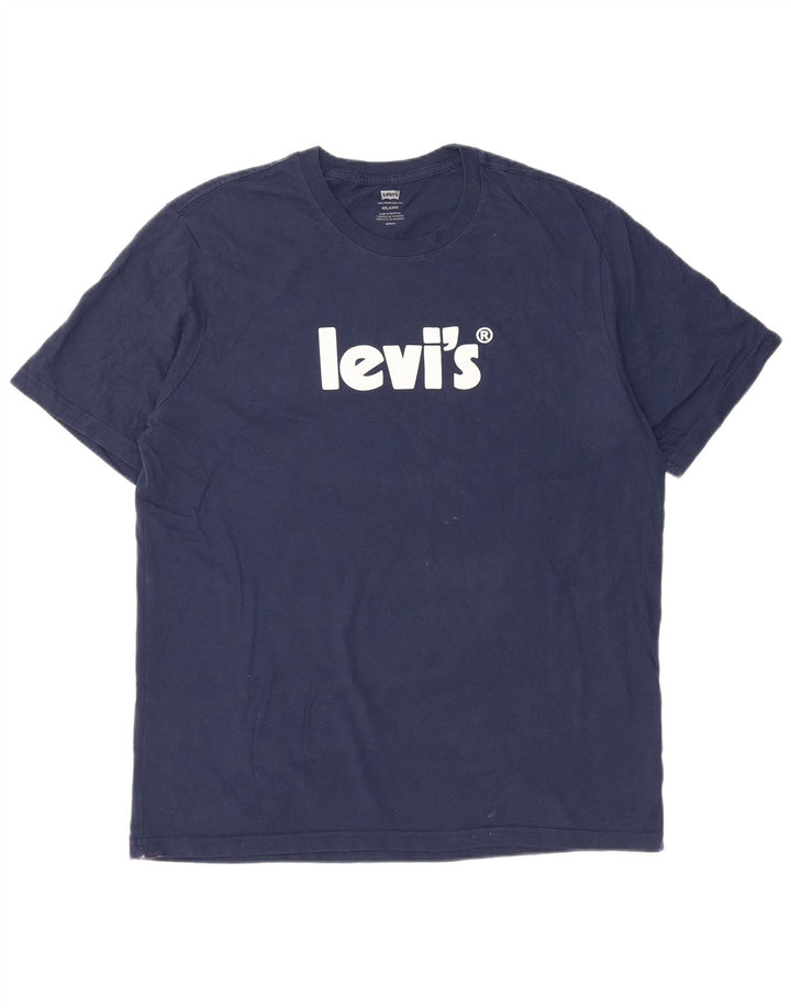 Levi's Camiseta con gráfico relajado para hombre Top mediano de algodón azul marino