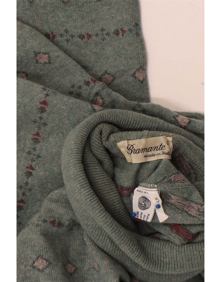 Bramante Jersey De Cuello Vuelto para Hombre De Lana Virgen Geométrica Gris Grande