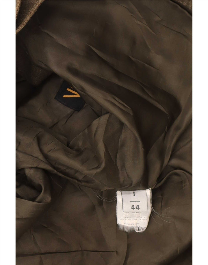 Chaqueta de cuero vintage para mujer IT 44 Caqui medio