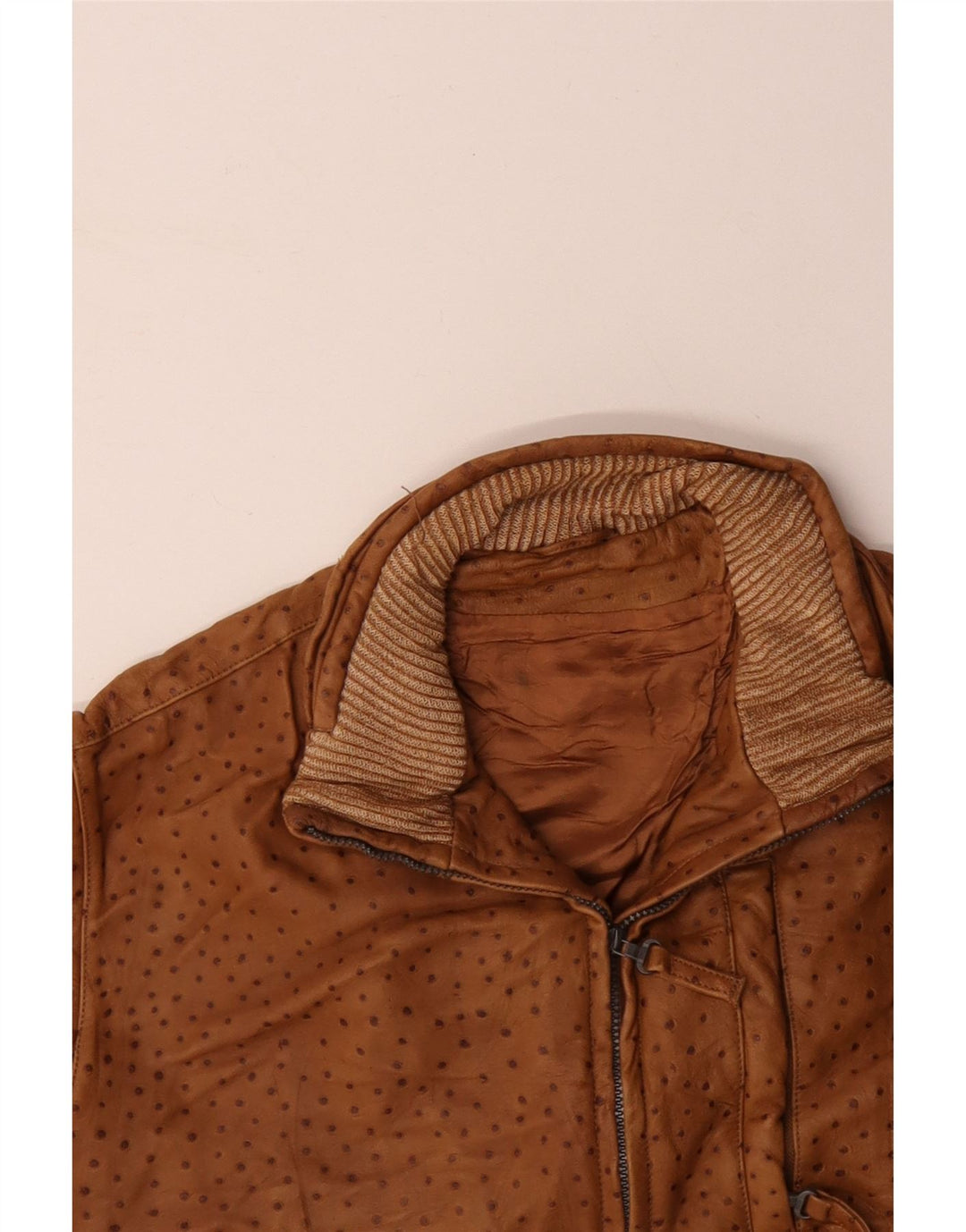 VINTAGE Chaleco de cuero para hombre IT 56 3XL Marrón manchado