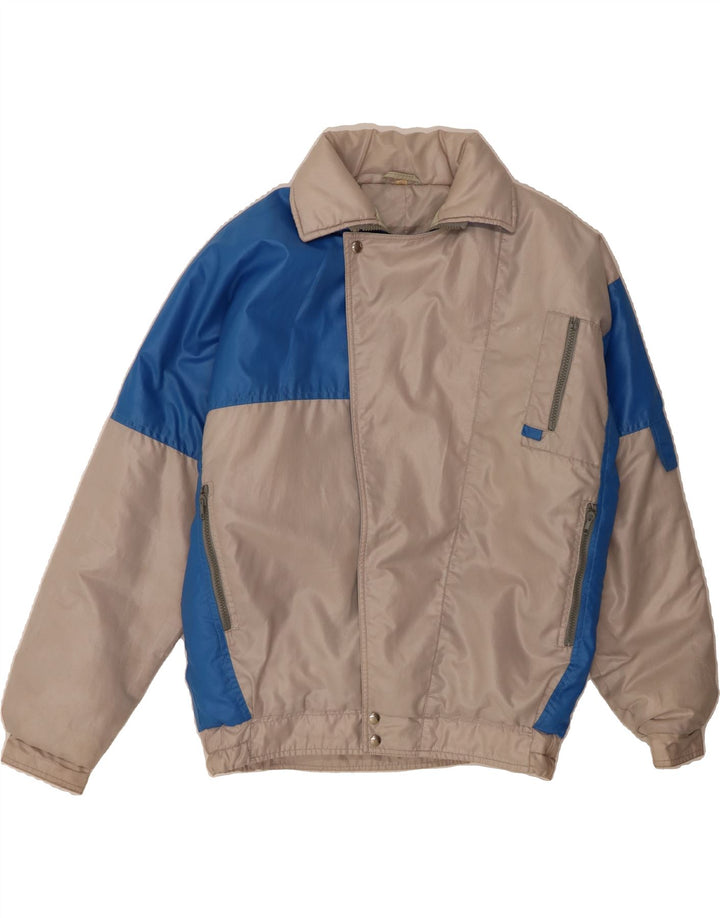 VINTAGE Mens Bomber Jacket UK 42 XL Grey Colourblock Vintage Vintage and Second-Hand Vintage from Messina Hembry 