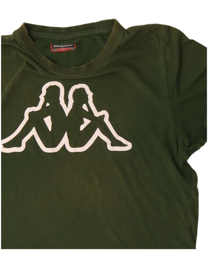 Kappa Hombre Camiseta Gráfica Top Algodón Verde Medio